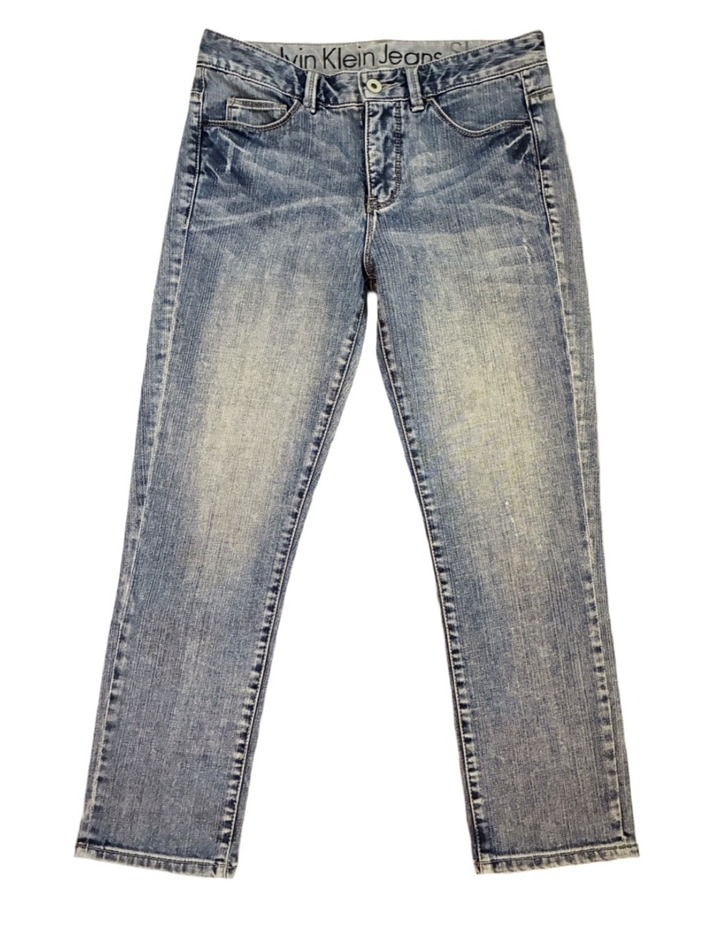 Vintage Y2K-era Calvin Klein "Shape" cropped straight-leg jeans